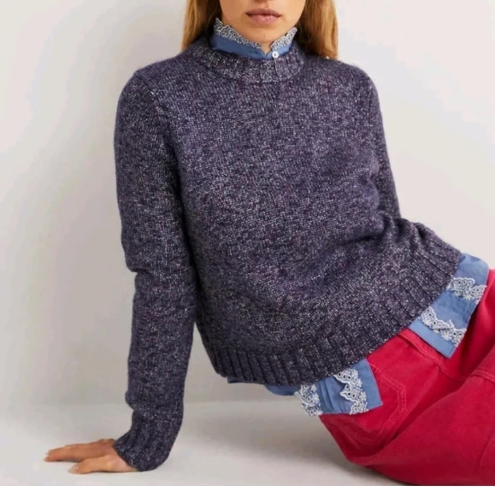 Boden sparkle crew neck fluffy Knit Sweater jumper purple